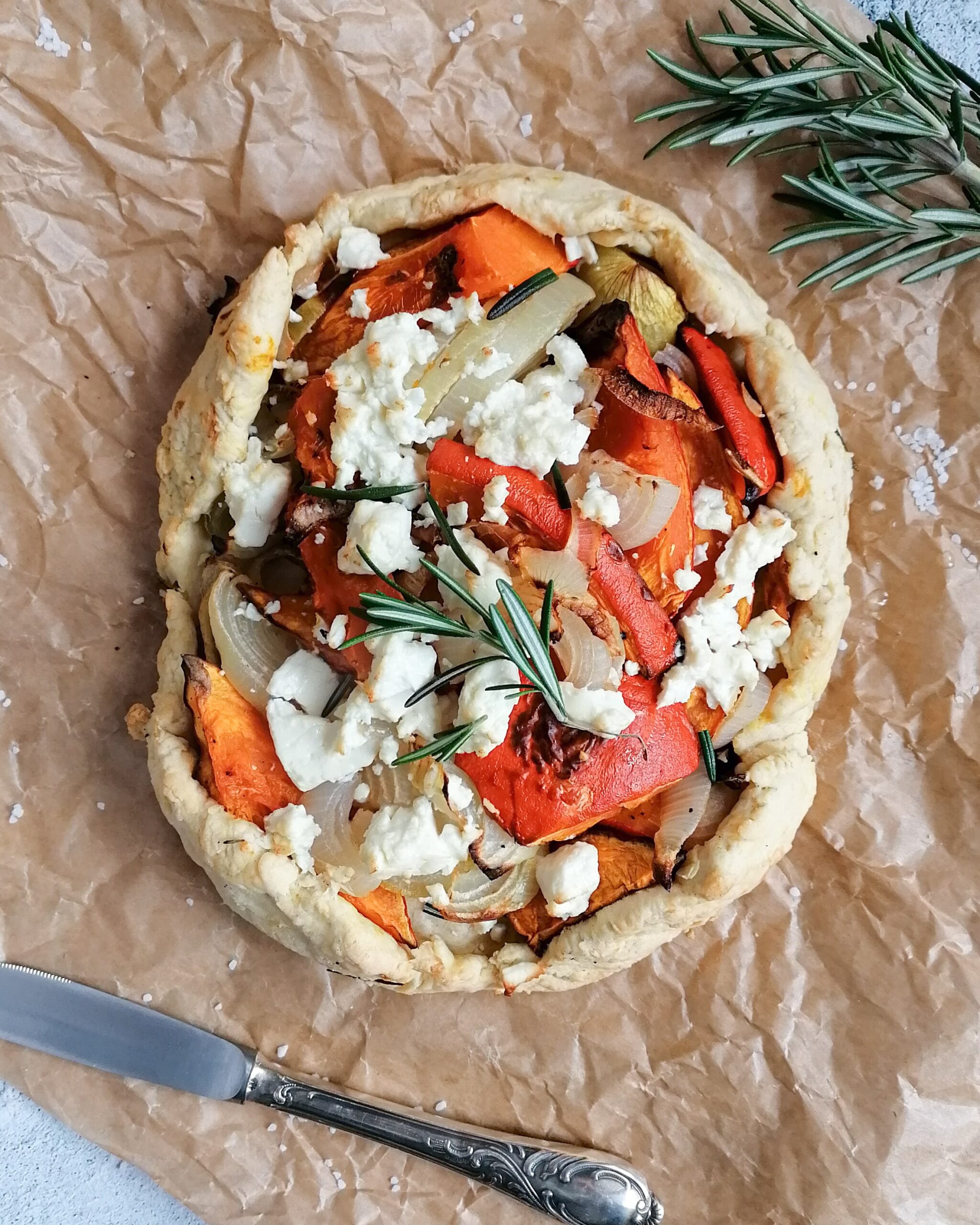 Kürbis Feta Tarte mit Rosmarin