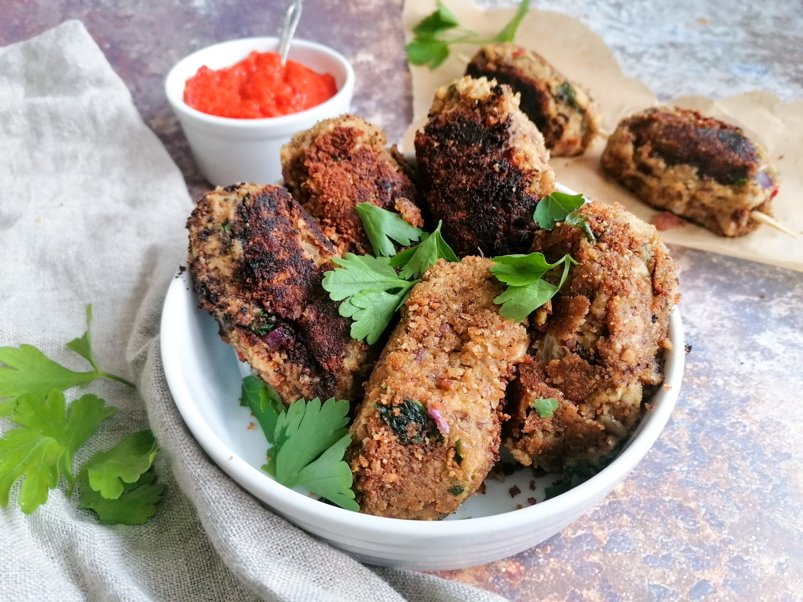 Vegetarische Cevapcici mit Linsen|Vegane Cevapcici mit Linsen|Vegetarische Cevapcici mit Linsen