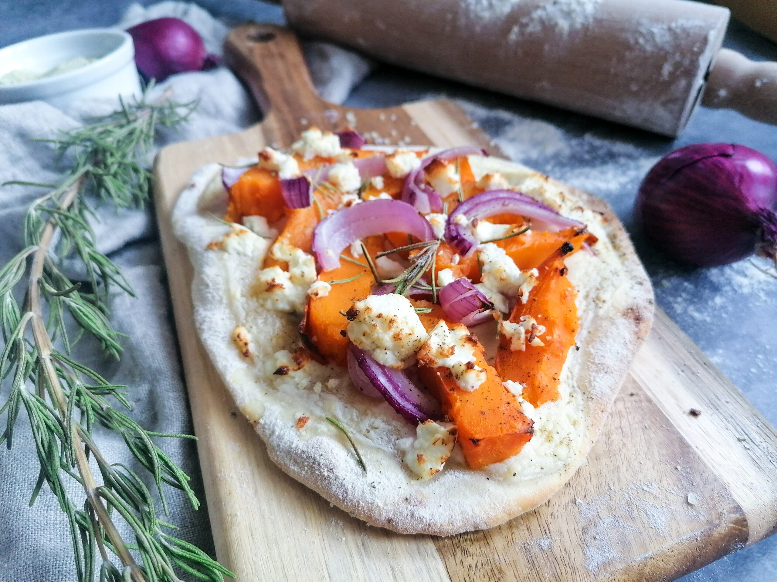 Flammkuchen Kürbis Feta