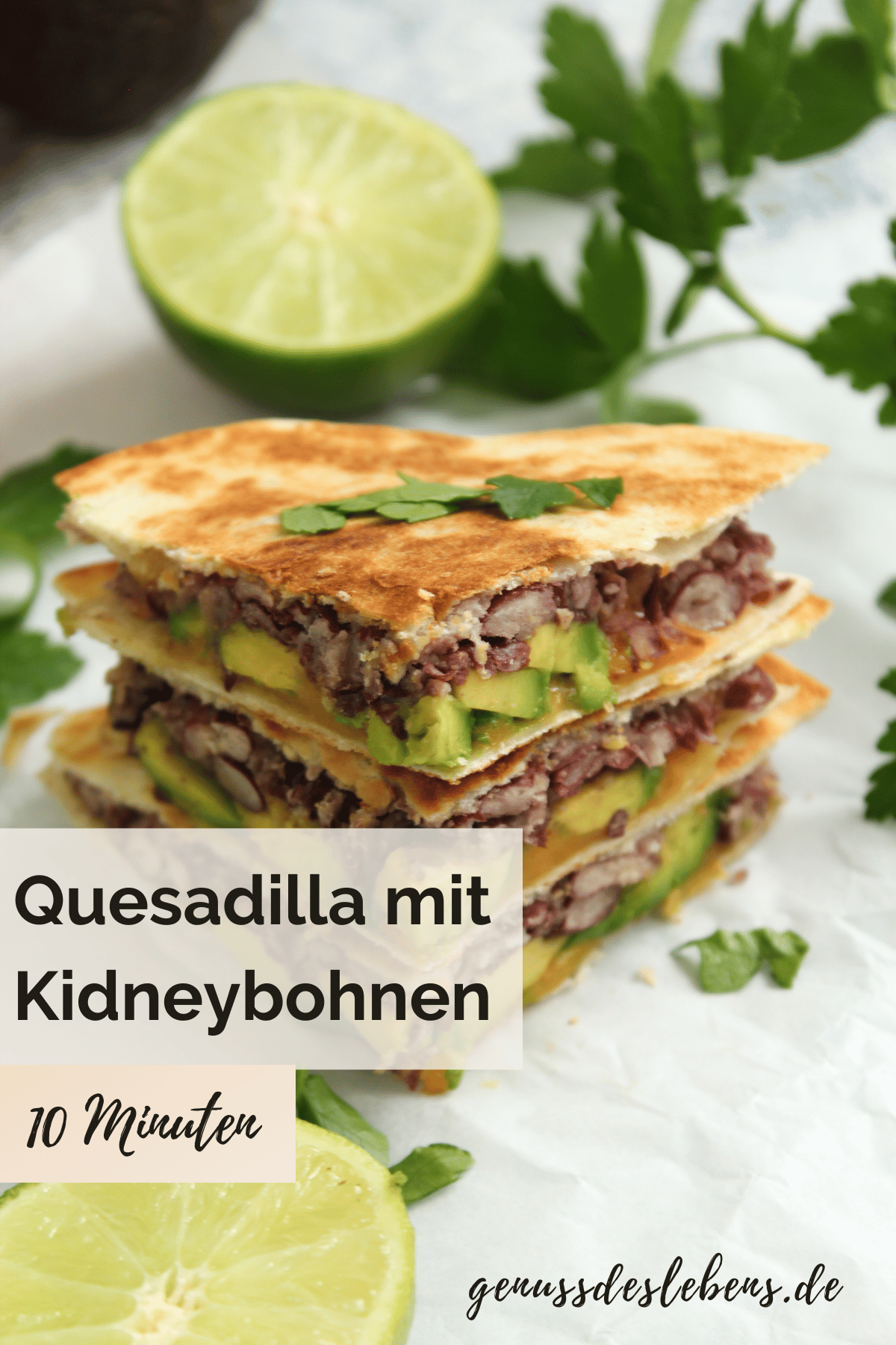 Quesadillas mit kidneybohnen Avocado Füllung