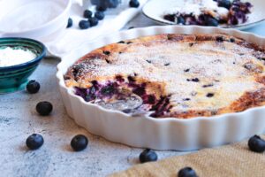 Quark Grieß Auflauf mit Heidelbeeren|||