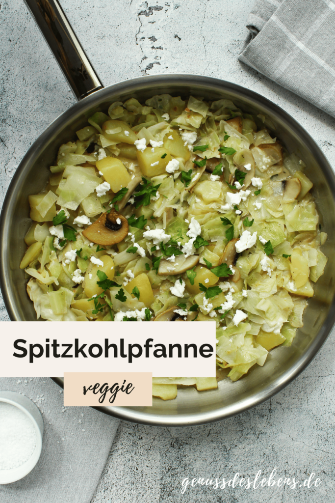 vegetarische Spitzkohlpfanne mit Pilzen
