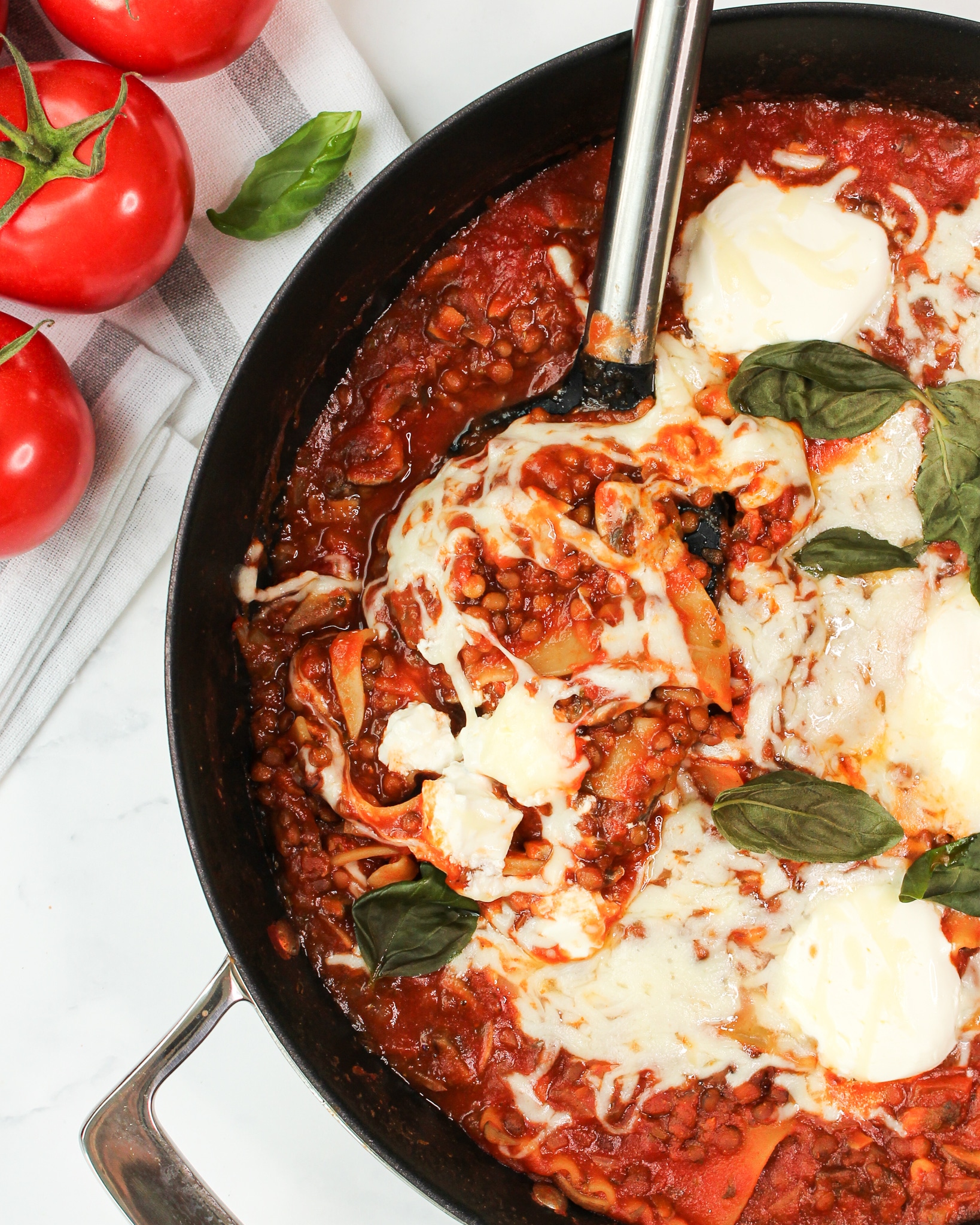 vegetarische Lasagne mit Linsen