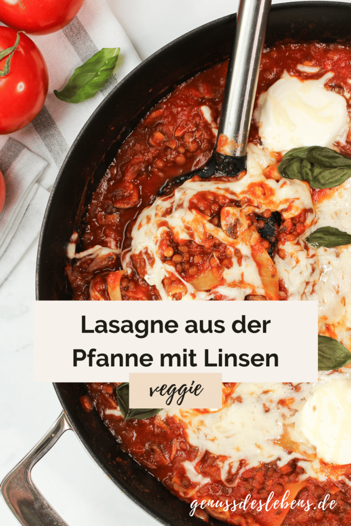 Vegetarische Lasagne aus der Pfanne mit Linsen