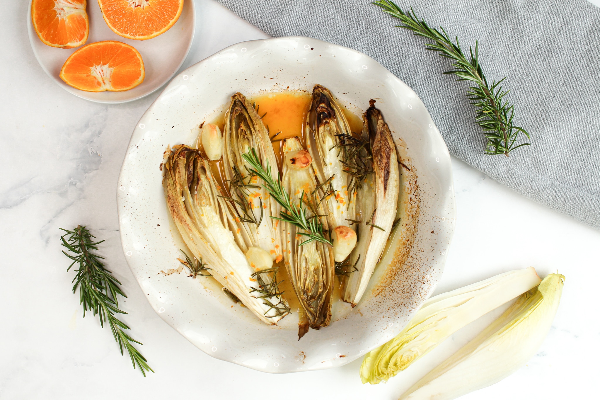 Chicorée mit Orange|Chicorée aus dem Ofen|Chicorée im Ofen vegan|Chicorée aus dem Ofen vegan