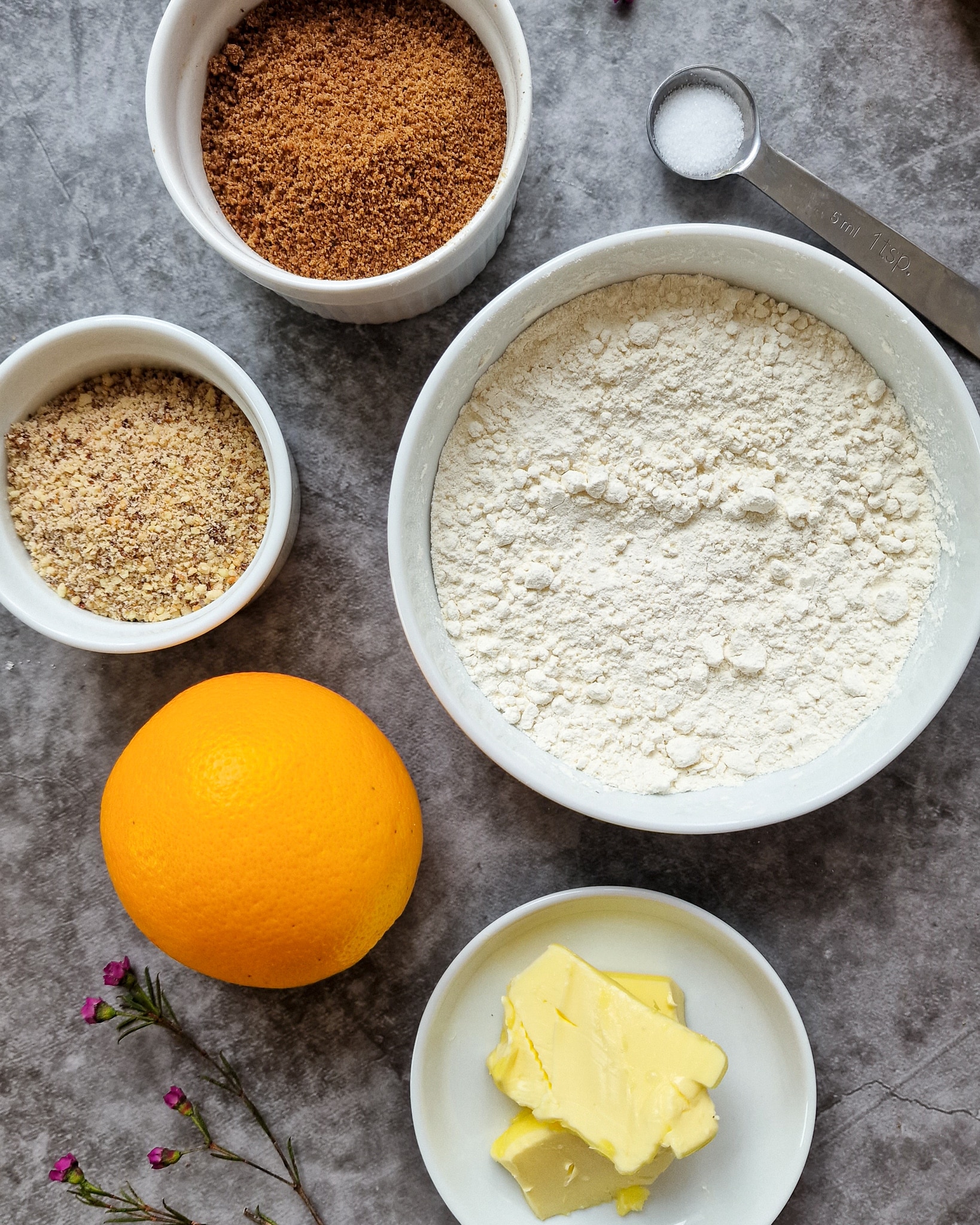 Zutaten für Orangen Kekse