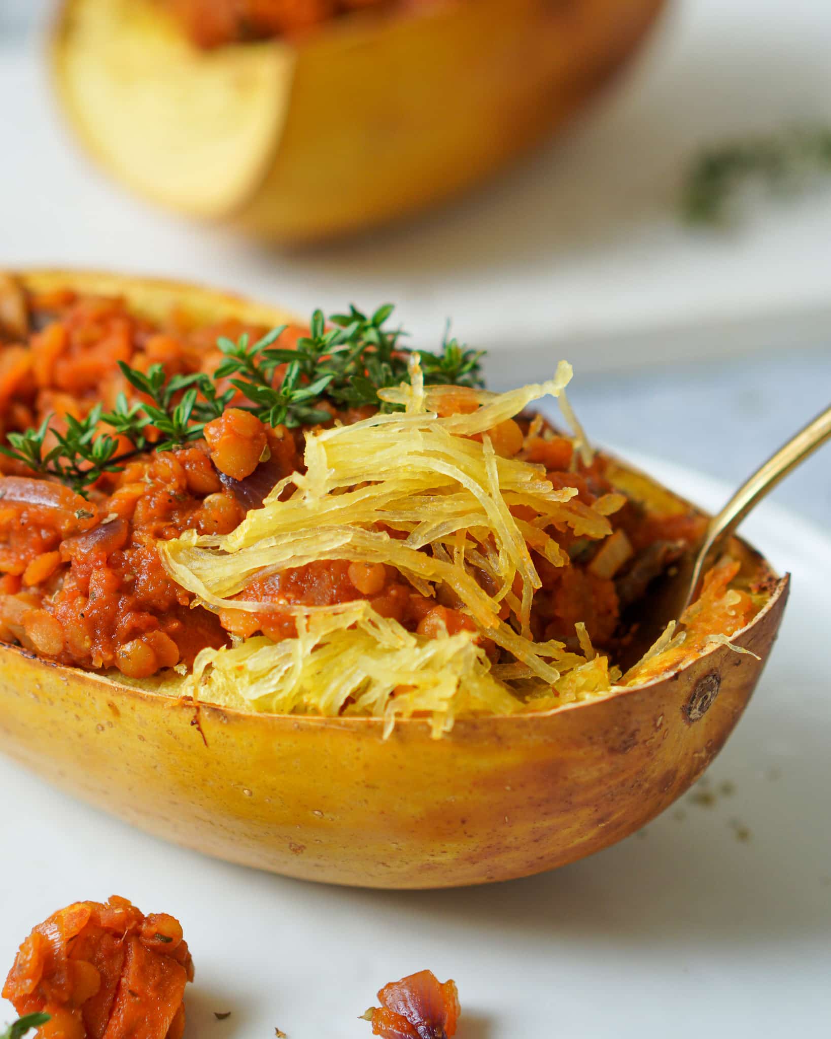 Proteinreicher Spaghetti Kürbis mit Linsen||Low Carb Spaghetti Kürbis|Spaghetti mit Linsen Bolognese|Spaghetti Kürbis vegan|Spaghetti Kürbis mit Linsen Bolognese|Zutaten Spaghetti Kürbis